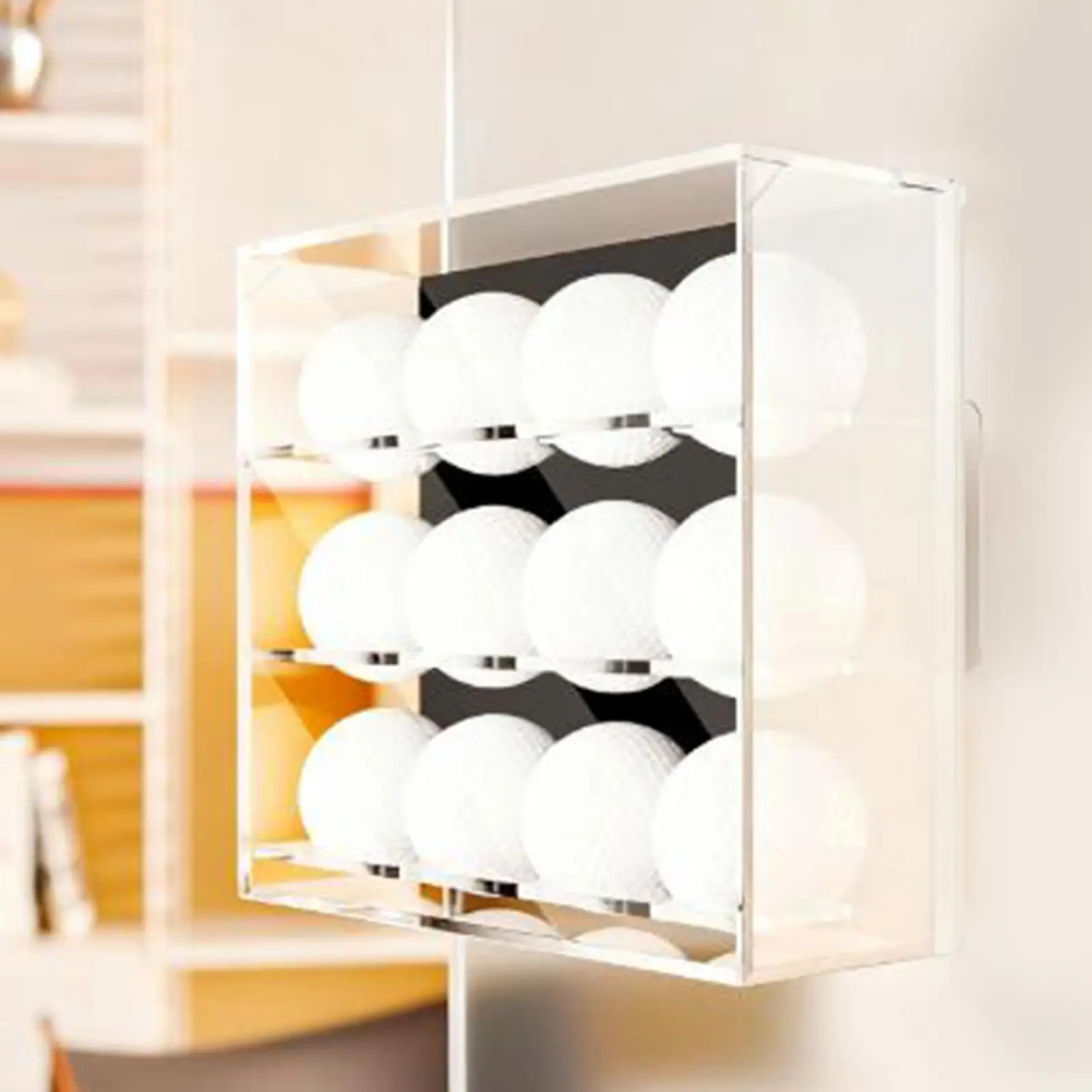 Golf Ball Display Case Wall Mounted Rack Decor Office Gift for Golfing Enthusiasts Golf Pingpong Ball Holder Cabinet Shelf