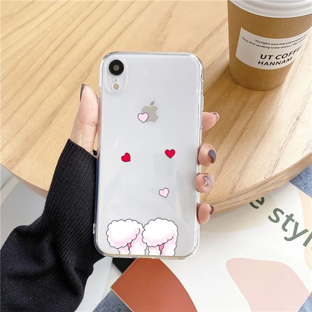 Etui na telefon Cute Pink Rabbit esther bunny do Iphone 15 11 13 14 Pro Max 7 8 Plus X Xr Xs Max Se2020 12 mini Transparent Cover