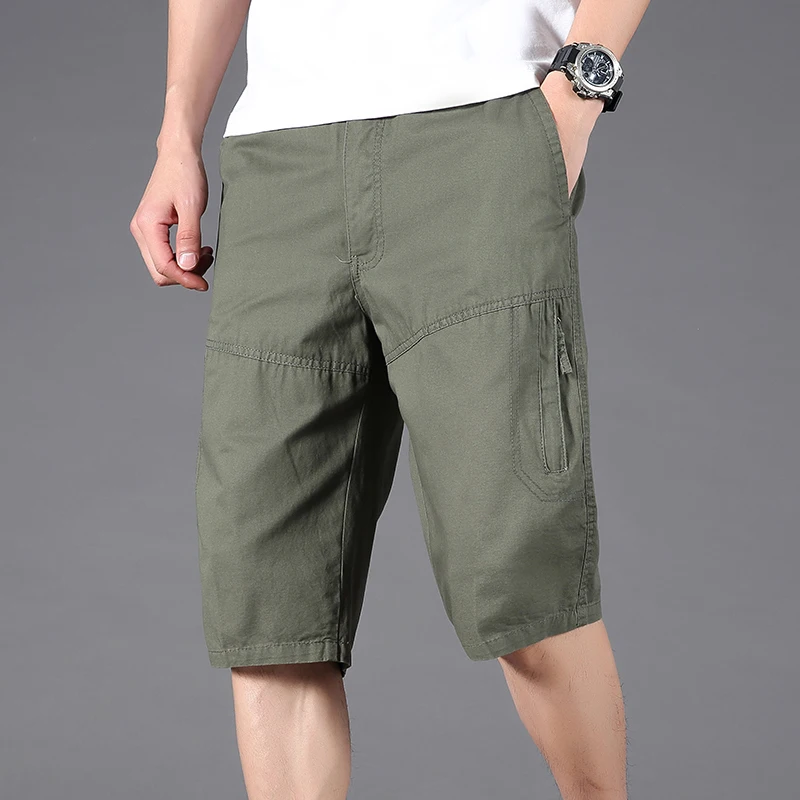 Big Size Men\'s Cargo Shorts Summer Knee Shorts Light Weight Cotton Bermuda Shorts Beach Sports Jogger Work Shorts