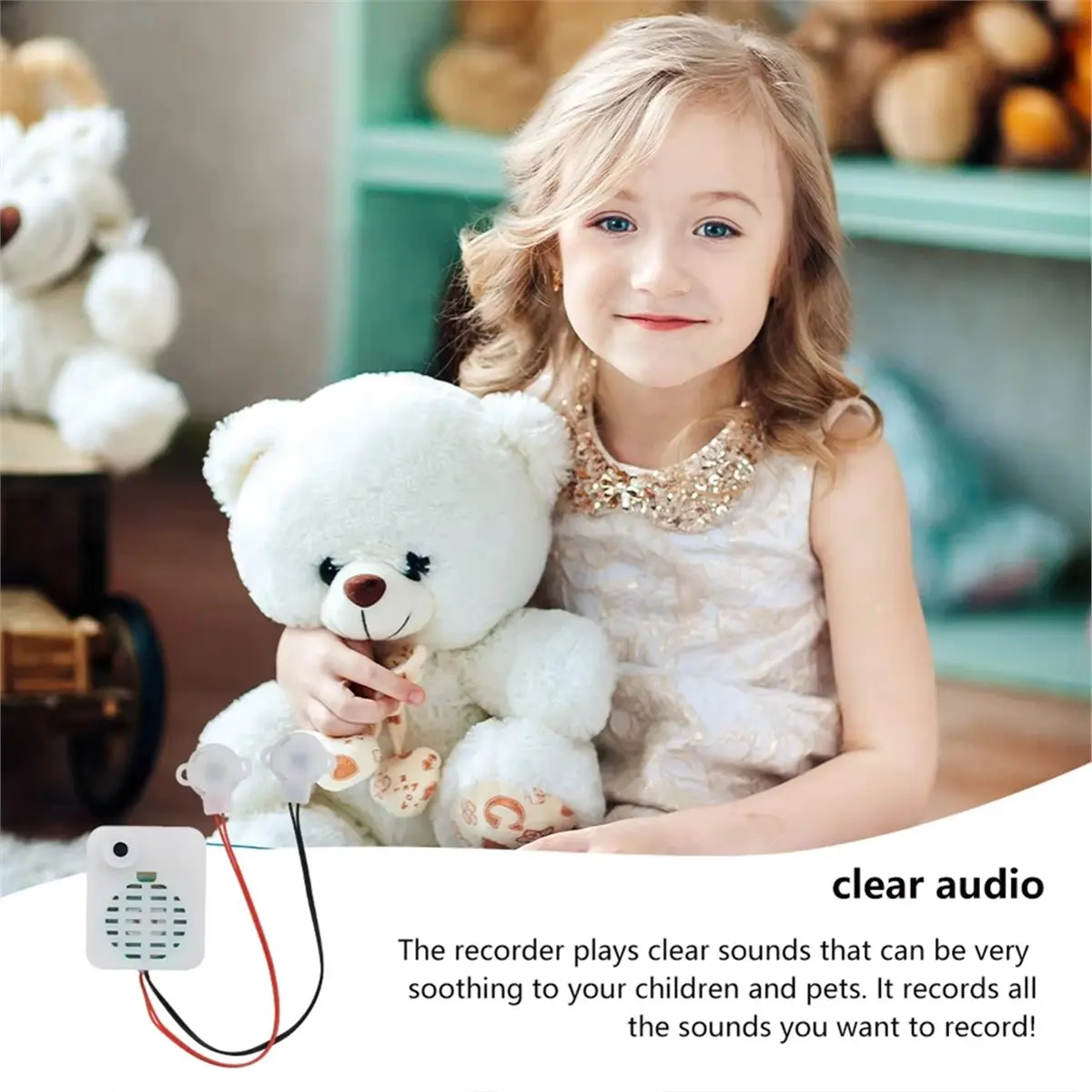 Superdeal*GO Voice Message Recorder Key Chain 30 Sec Recordable Sound Module Clear Plush Toy Key Recorder for Kids