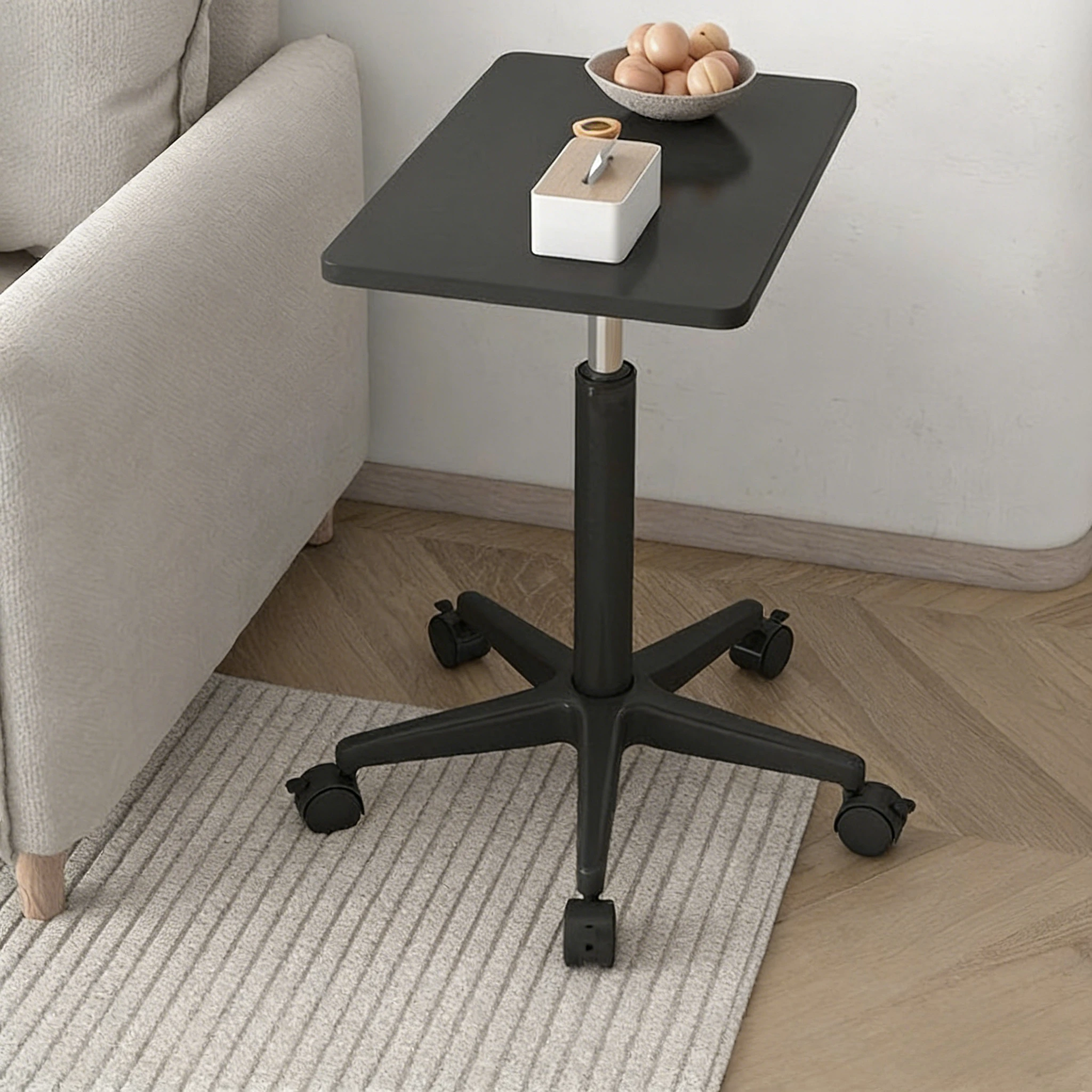 

Регулируемый по высоте столик для ноутбука, передвижной прикроватный столик, приставной столик для дивана, на колесиках, маленький круглый/квадратный стол, портативный офисный стол/рабочая станция