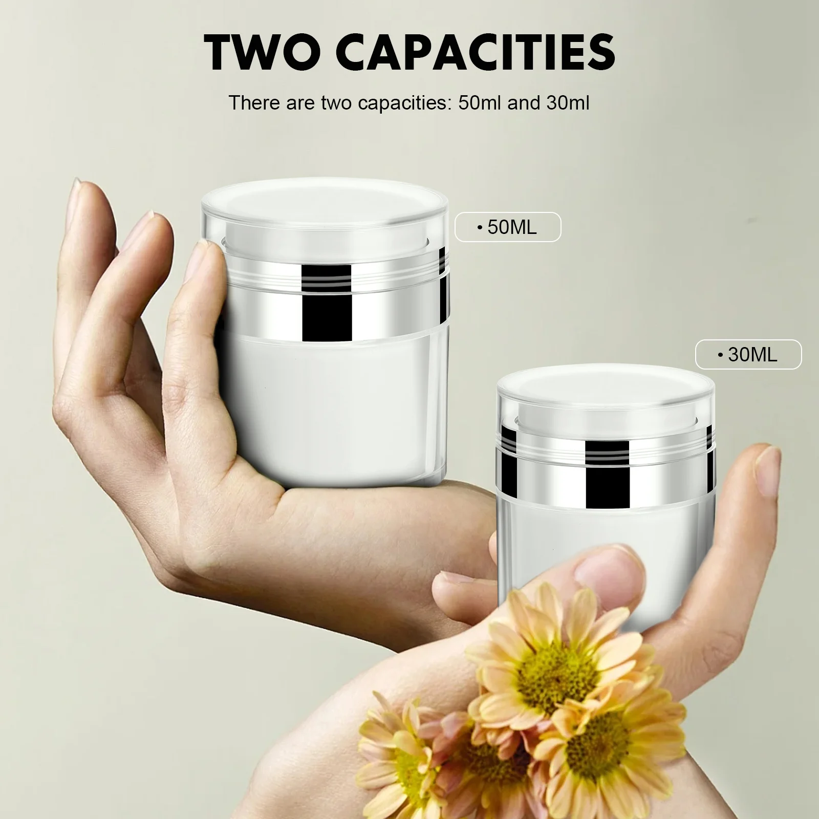

4 pcs Airless Pump Jars Containers Premium Vacuum Bottle For Moisturizer Creams Travel Refillable Empty Small Double