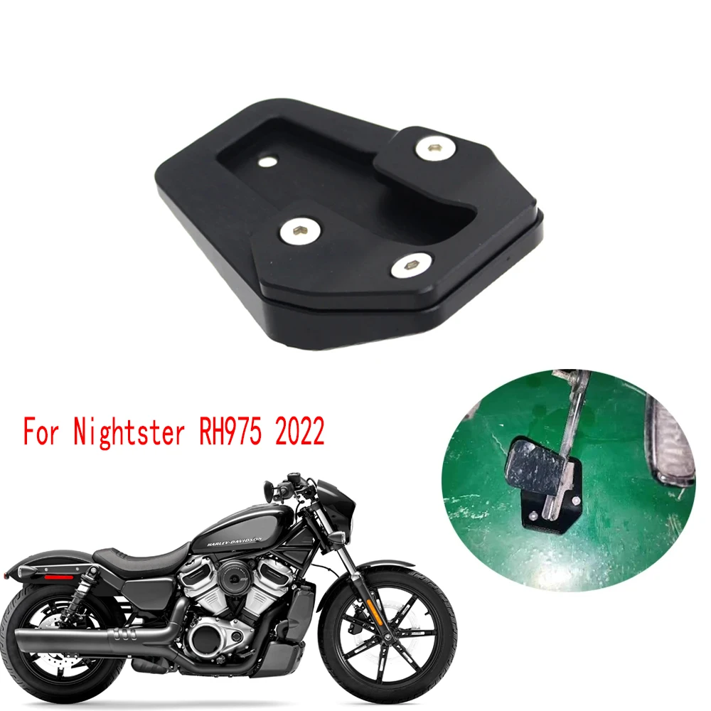 NEW CNC Kickstand Foot Side Stand Extension Pad Support Plate Enlarge For Harley Nightster 975 RH975 RH 975 2022 2023