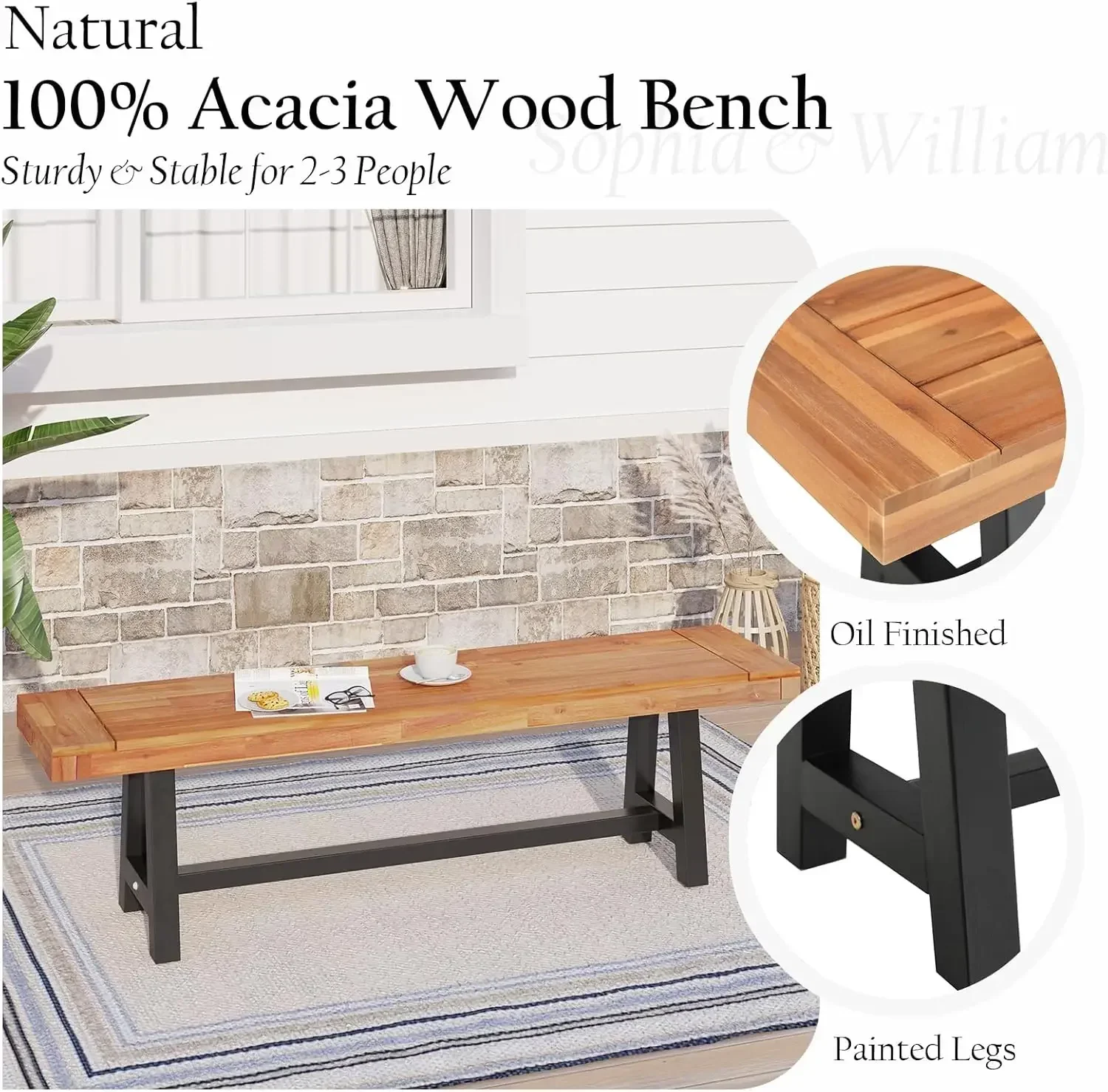 Sophia & William Outdoor Bench Garden Bench Wood 63