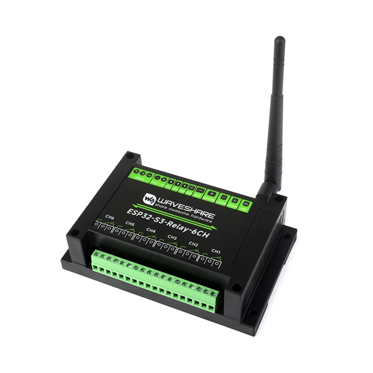 Módulo de relé WiFi RISE Waveshare ESP32-S3 de grado Industrial 6 canales compatible con relé de interfaz WiFi/Bluetooth/RS485/Pico