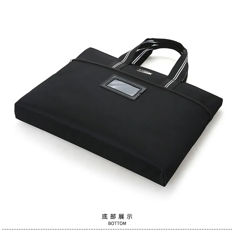 SIMOER-Bolsa de mensajero de gran capacidad para negocios, organizador de conferencias con estampado personalizable, con ranuras para tarjetas, color negro, 531