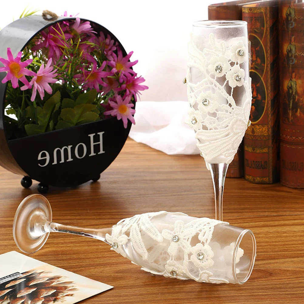 

Floral Design Glasses Suit Set Elegant Goblet Wedding Lace Goblet Party Decorations Gift Lace Stemware