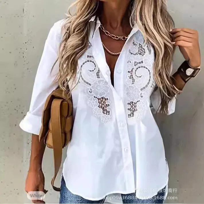 

Fashion Long-sleeved Mid-length Women Shirt Casual Shirt Women Elegant Blouse Loose Long Women's irt Casual Sve irt for Ladies