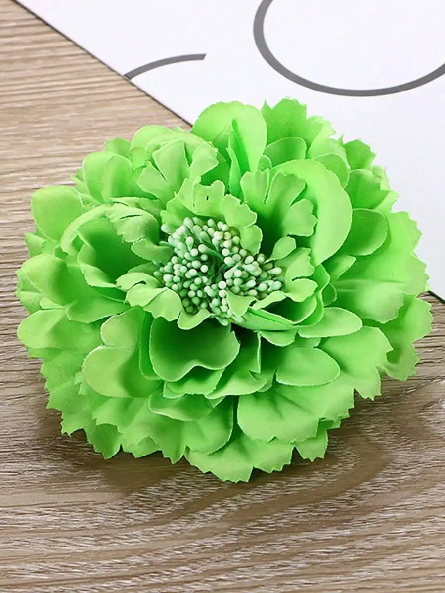 Green Peony Flower Hair Clip Brooch For Women Bohemian Vintage Hair Accessory Wedding Party Decoration view 2