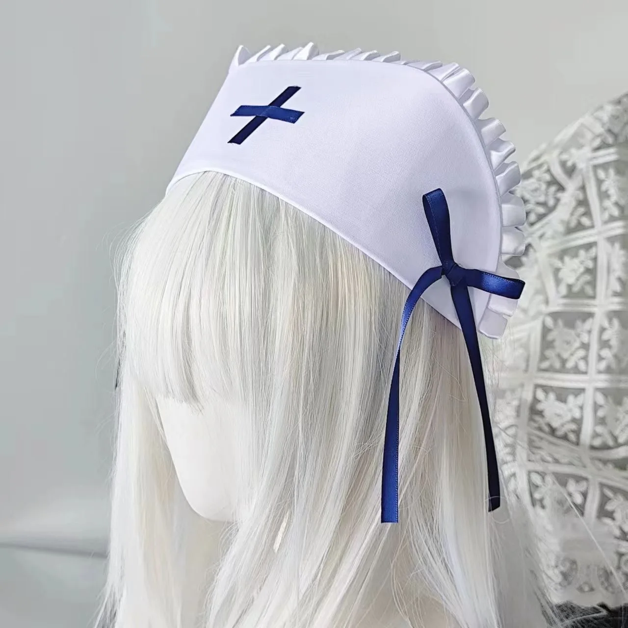 Subkultura Gotyk Dark Punk Subkultura Abi Y2k Dziewczyna Medyczna Pielęgniarka Kapelusz z Słodką Koronkową Kokardą Rekwizyty do Cosplayu Fotografii Cosplay