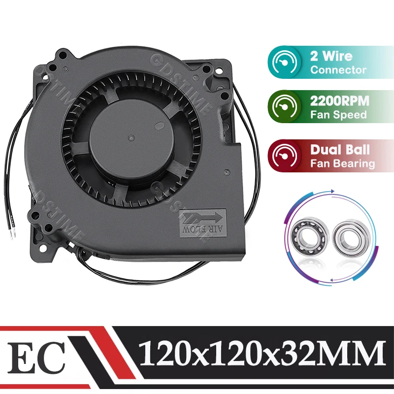 Gdstime EC 220V Fan 230V 120*32MM Turbo Blower Fan 12032 Dual Ball 110V 120V Brushless Cooler for Industrial,PC Case CPU Cooling