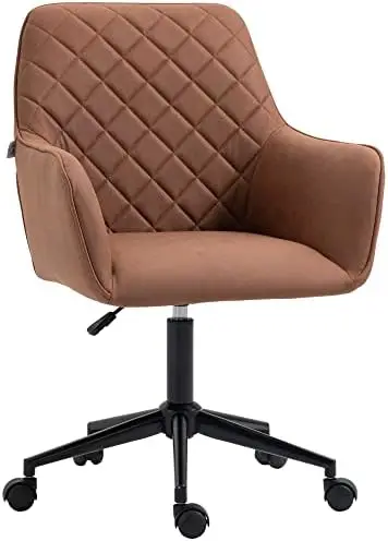 

Mid Back Office Chair Swivel Computer Desk Chair with Adjustable Height, Microfiber Cloth, Line Design, and Padded Armrests, B