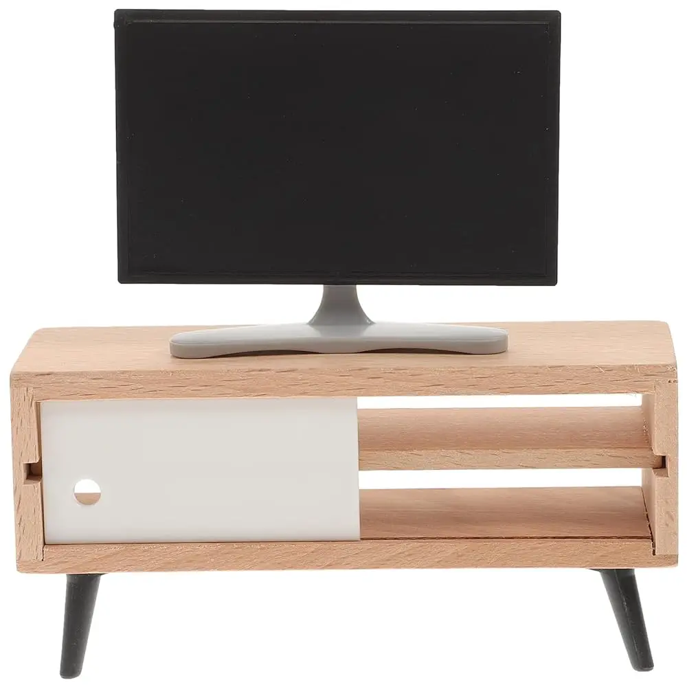 

1/12 Scale Dollhouse Miniature Living Room Teion Mini Tv Cabinet Doll House Furniture Tiny Tv Set For Mini Furniture Decor