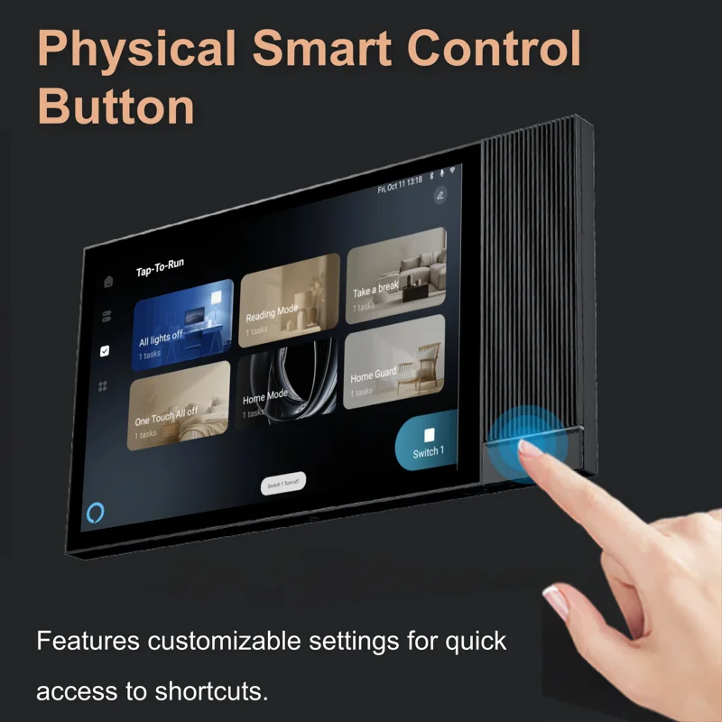 8-Inch 2-in-1 Wireless Smart Home Touch Panel Background Music Waterproof Plastic Switch Pad Smart Life