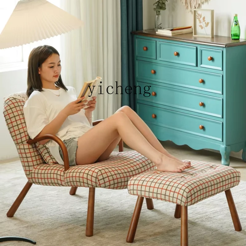X-13 sofa retro solid wood combination living room bedroom balcony casual fabric single chair