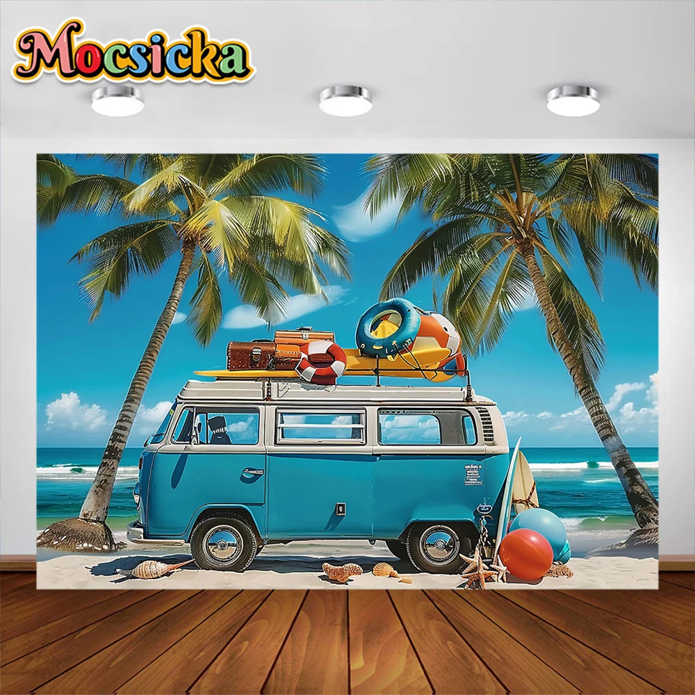 Sommer tropische Meer Auto Hintergrund für Fotografie Strand Baby Dusche Foto fotografischen Hintergrund Fototermin Fotostudio