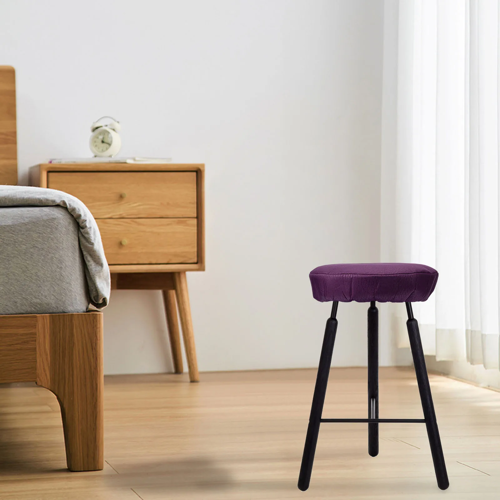 

Round Stool Cover 30cm Thickened Fabric Purple Pure Color Dust Proof Bar Stool Covers Sofa Protector Home Textiles