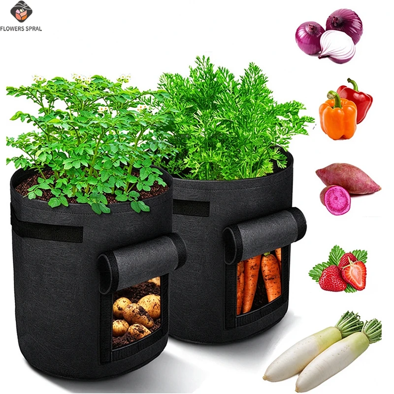 3 Sizes Of Felt Plant Planting Bags, Garden Potato Pots, Greenhouse Vegetable Planting Bags, Moisturizing Planting Tools