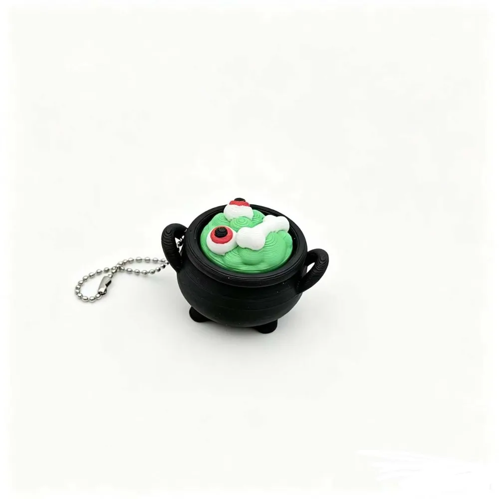 Miniature Halloween Ghost Key Chain Lightweight Durable 3D Printed Colorful Plastic Witch Cauldron Charm Cosplay Fans