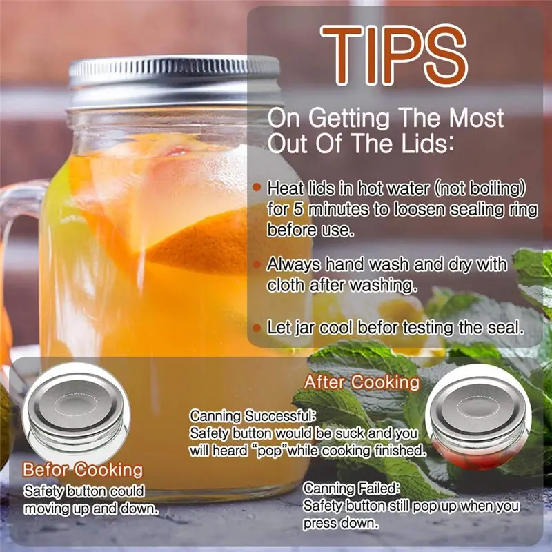 A27F-Canning Lids With Silicone Seals-Reusable Leakproof Wide Mouth Mason Jar Lids And Rings(48 PCS)