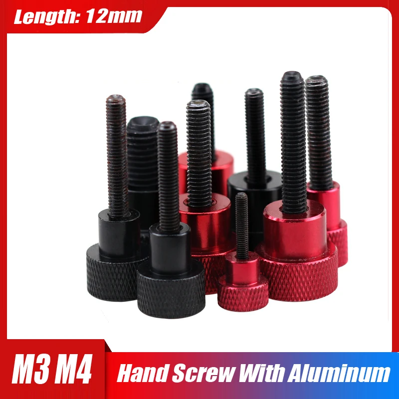 

M3 M4 Red Stainless Steel Hand Screw With Aluminum Alloy Handle High Head Knurled Hand Tighten Thumb Screws Thread 4PCS