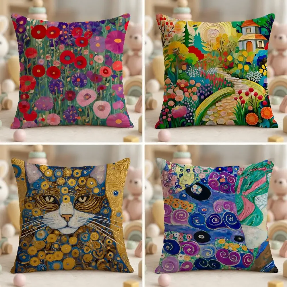 Famous Artist G-Gustav KlimtS Cushion Cover Ultra Soft Throw Pillow Cover Skin Friendly for Sofa Bed Home Decor Gift