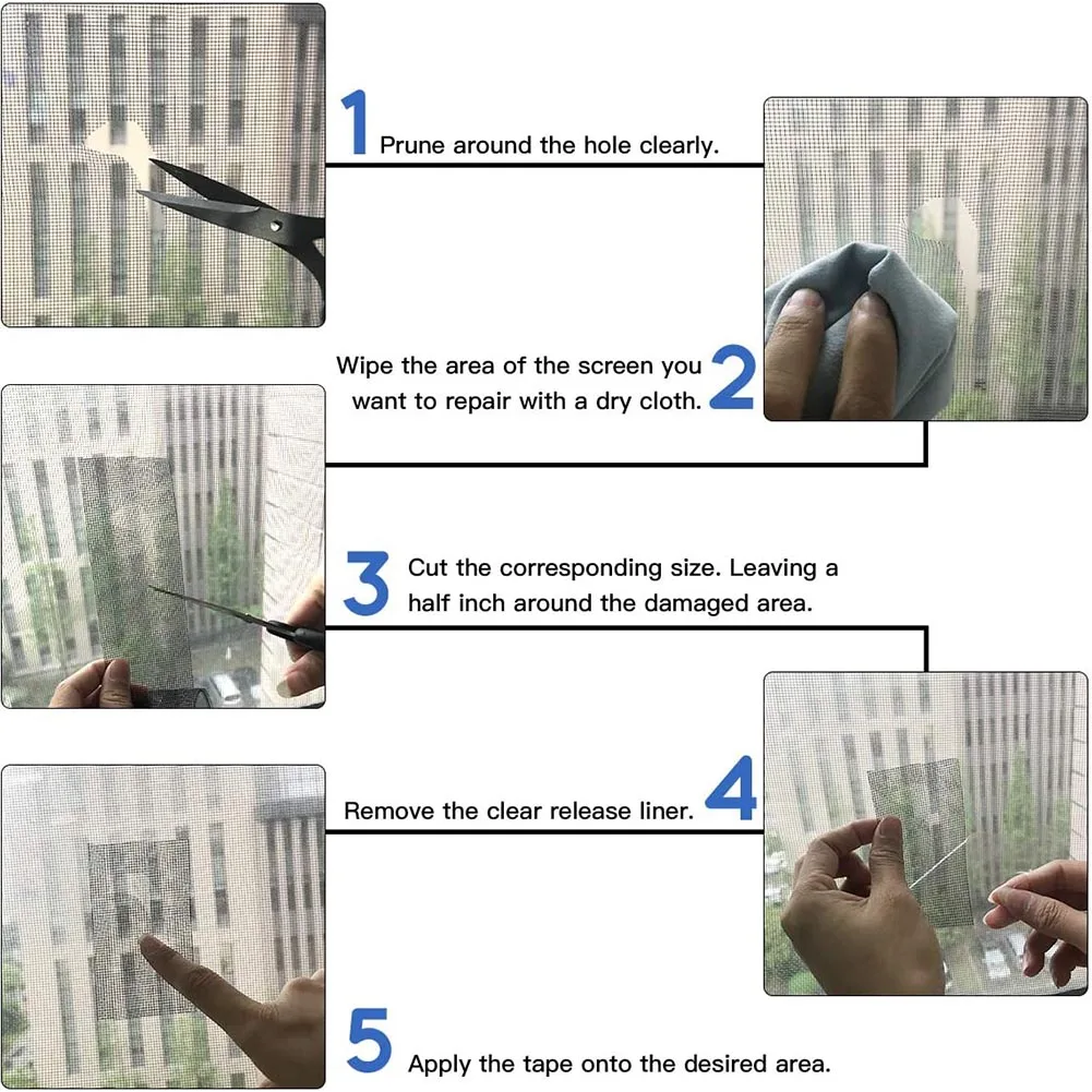 

Home Window Screen Repair Patches Covering Mesh Strong Adhesive Stickers for Window Screen Door Tears Holes
