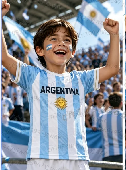2026 BOYS Harajuku Argentinien Messi 10 Fußballtrikot Shorts Set Damen Herren Kinder Shirt und Shorts Sommer Fans 2-teiliges Set – Detail 7