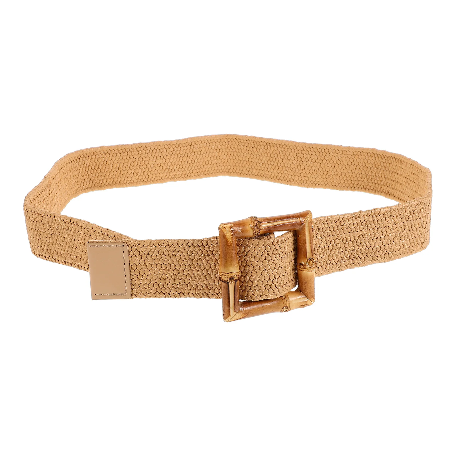 Gevlochten Bamboe Gesp Riem Dames Riemen Stro voor Jurken Stretch Breed Trendy Rekbaar Boho