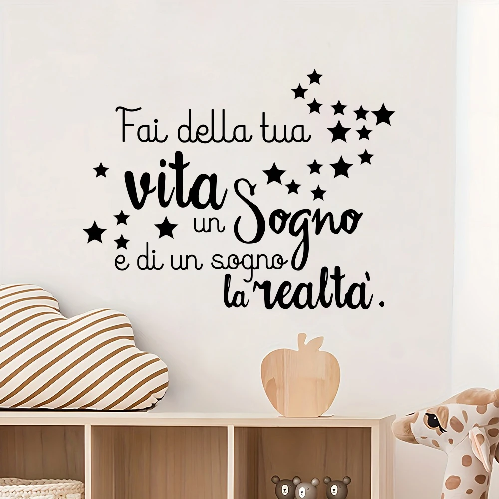Italian Inpirational Slogan Wall Stickers Dream Believe Motivational Quote Wall Decals Bedroom Playroom Home Wall Decor