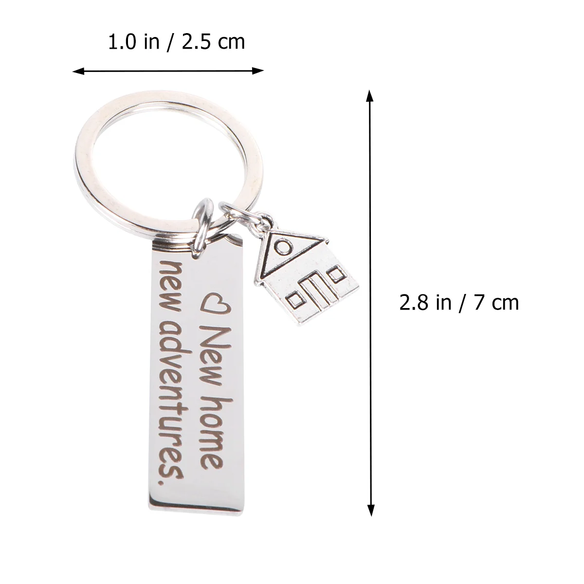 2 Pcs Key Holder Stainless Steel Keychain Housewarming Gift Ring Bag Hanging Ornament Lovers