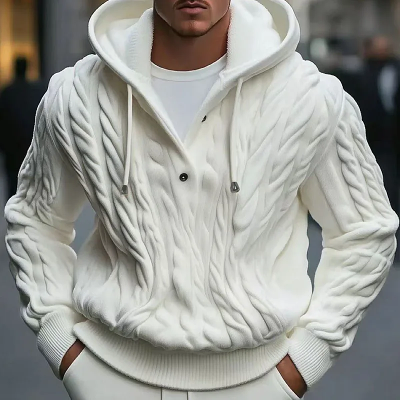 Winter Men\'s Hooded Cardigan Sweater Solid Color Thick Knitted Coat Single-Breasted Male Clothing Men Hoodies Cardigans SY0139