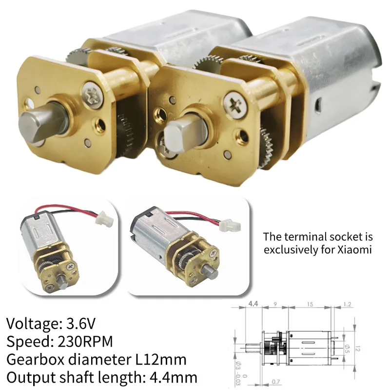 

N20 прецизионный металлический мотор-редуктор постоянного тока 3 В-6 В 230 об/мин, микроредукторный двигатель для электрической отвертки, моделей «сделай сам», умного дома и т. д.