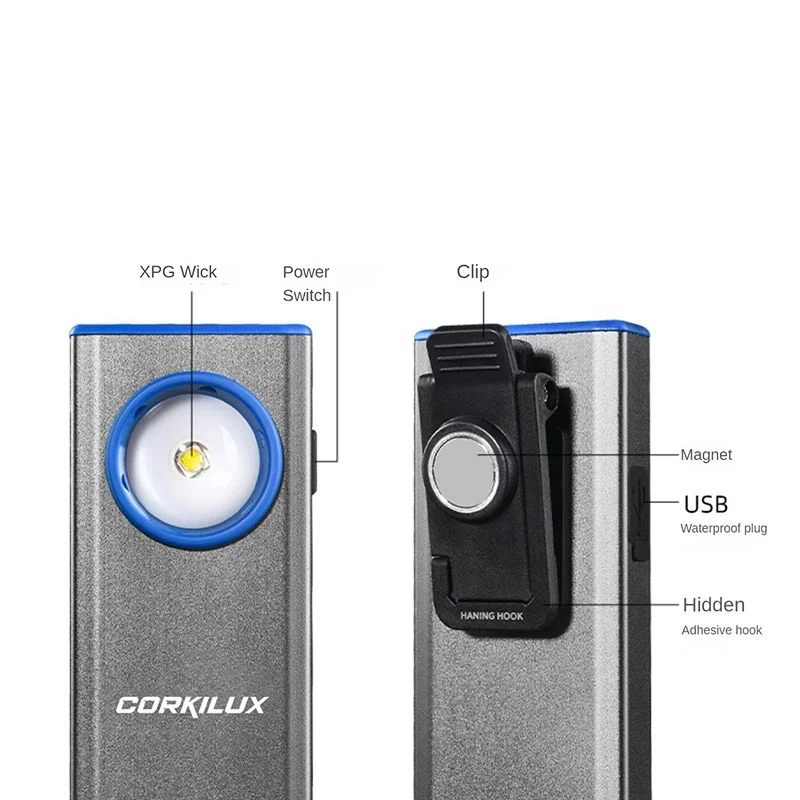 USB Rechargeable Portable Pocket EDC LED Flashlight Magnet Lamp Work Light Tool For Car Repairing Emergency Lighting House