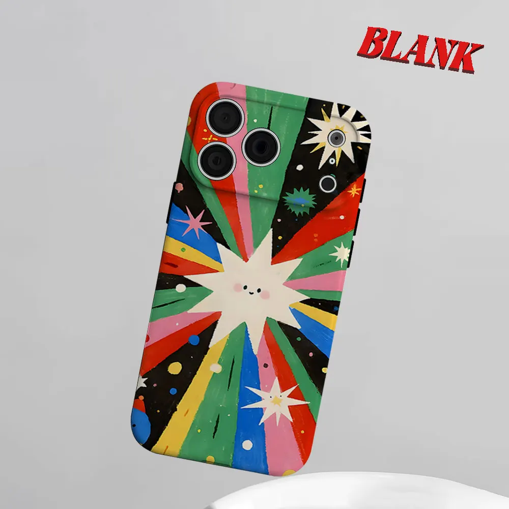 

Rainbow Starburst 2-in-1 Phone Case For iPhone 17 16 15 14 13 Pro Max Air 16e INS Flower Hard PC Bumper Cover Coque