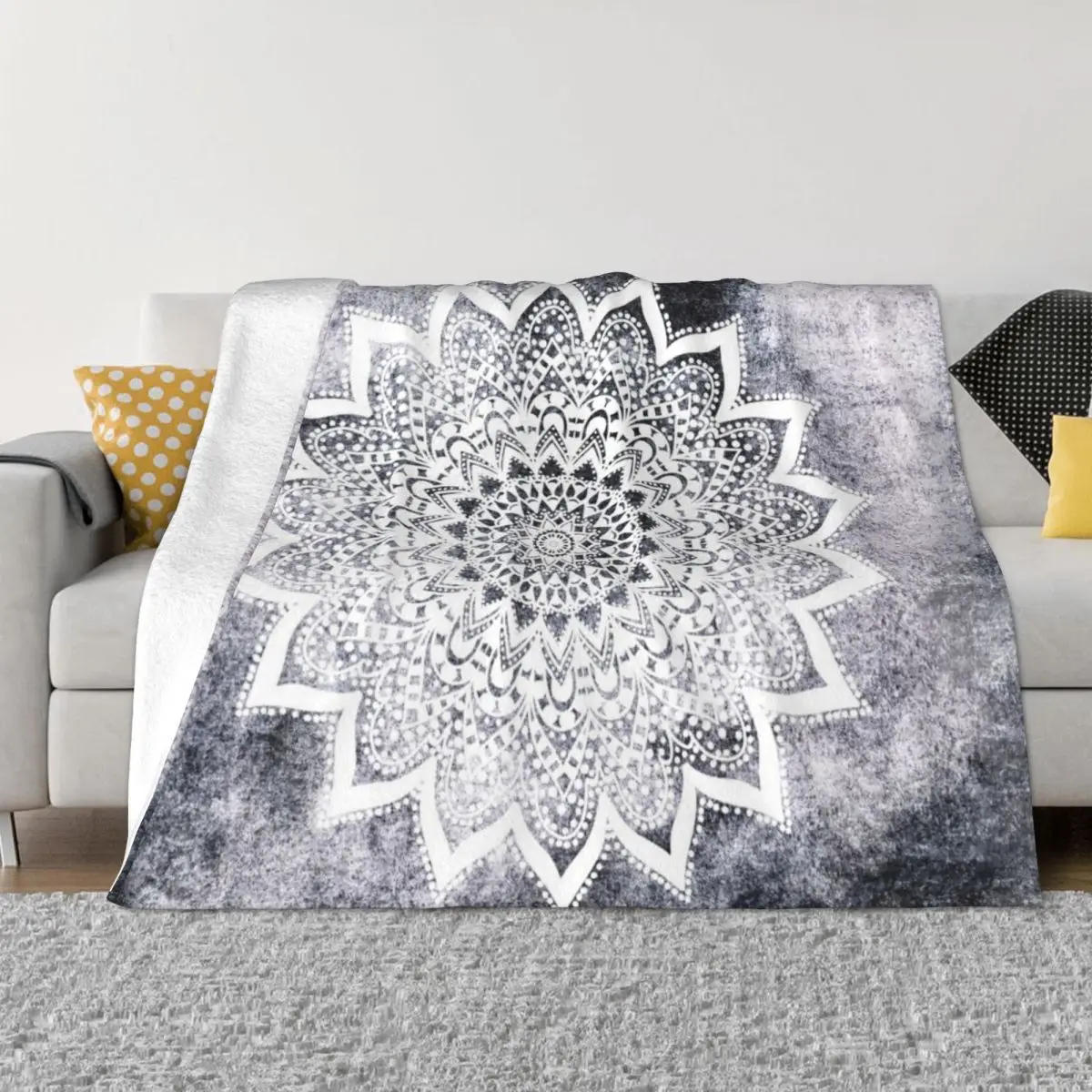 

BOHO WHITE NIGHTS MANDALA Throw Blanket Blanket Fluffy Large Blanket bed plaid