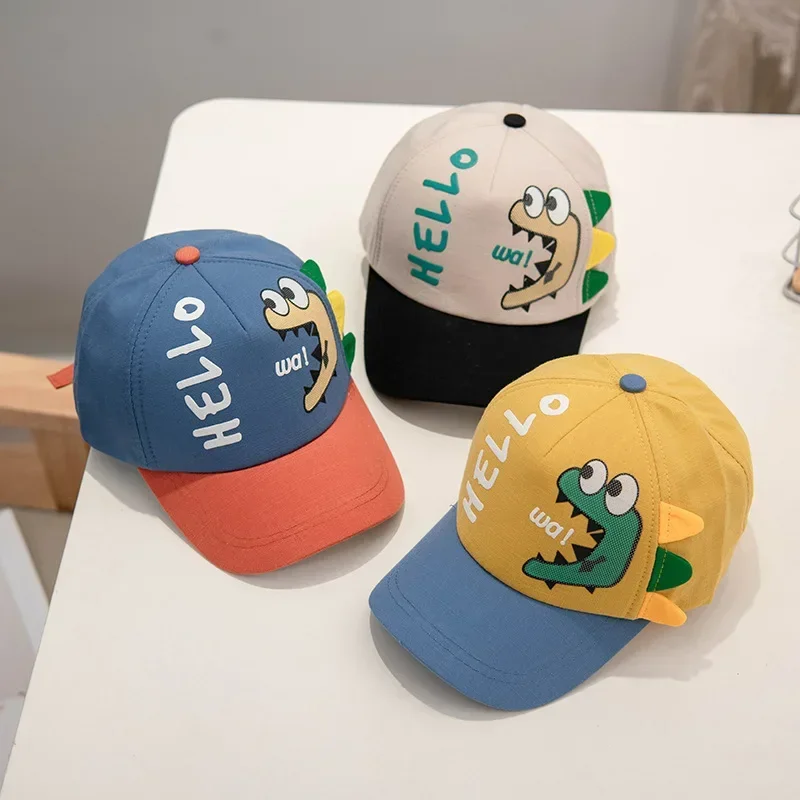 Baby Baseball Cap for Boy Girl Cartoon Dinosaur Children Adjustable Sun Visor Hat Spring Summer Infant Toddler Snapback Hat 1-4Y