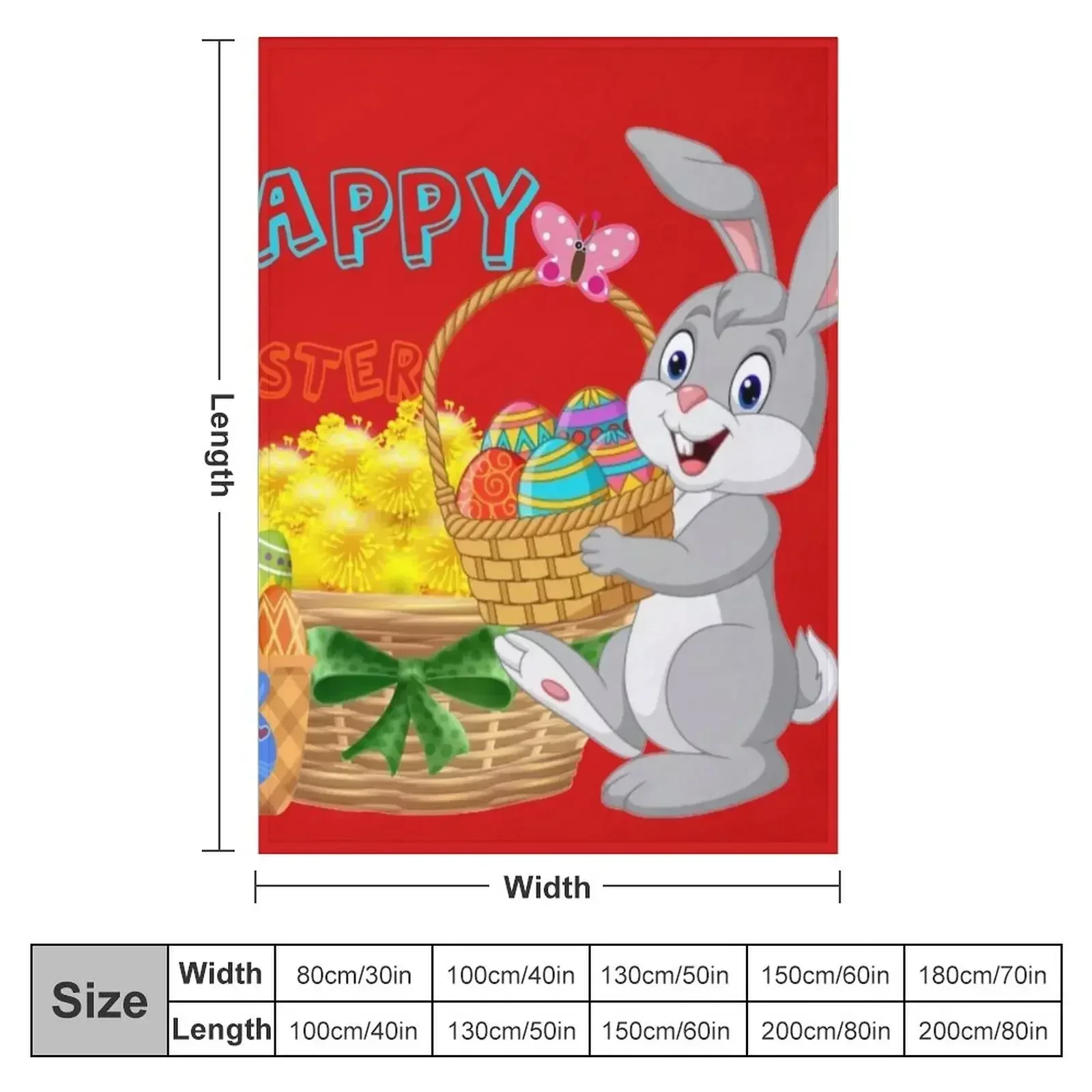 New Happy Easter - Bunny With Dandelions and Easter Eggs Throw Blanket couch cozy soft plush fuzzy picnic outdoor blanket
