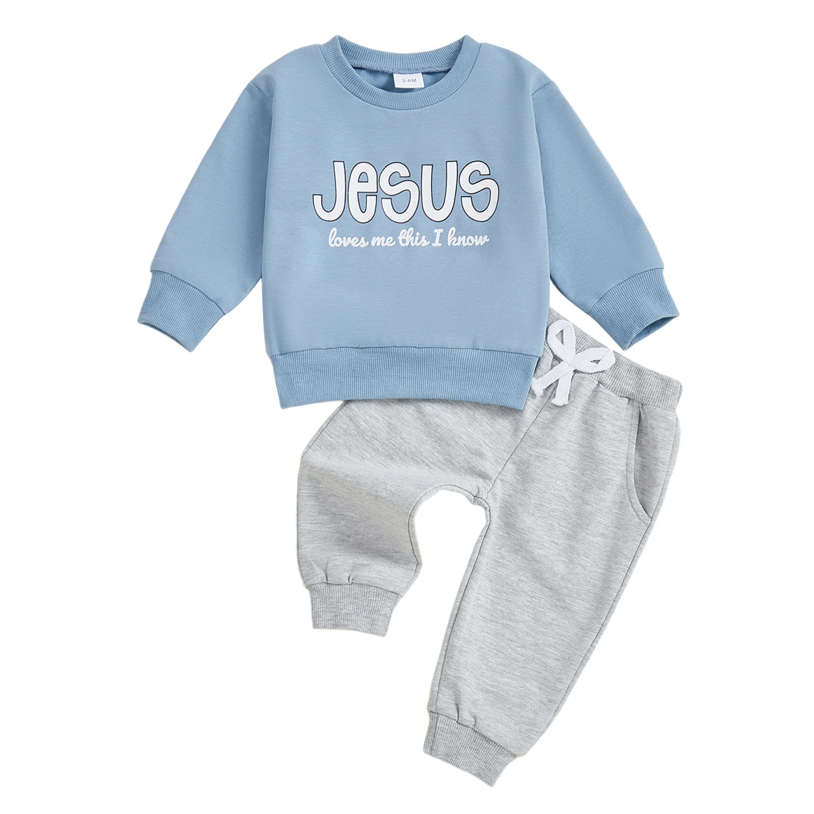 

Toddler Baby Boys Fall Set Fashionable Long Sleeve Letters Printed Pullover with Pants 2Pcs Outfits