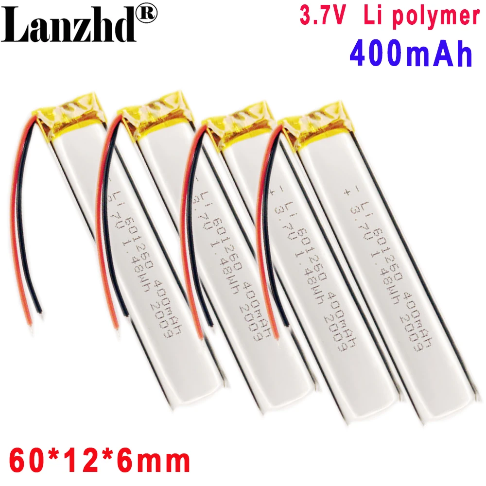 3.7V 400mah  601260 li Polymer battery For point reading pen Lithium battery with protection plate rechargeable battery