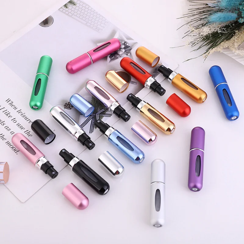 5ml Perfumy Atomizer Przenośny pojemnik na płyn Kosmetyki Podróżne Mini aluminiowy rozpylacz Alkohol Pusta butelka wielokrotnego napełniania