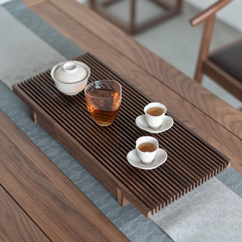 

New Chinese solid wood water storage tea tray porcelain tray North American black walnut Zen simple Japanese teahouse furniture