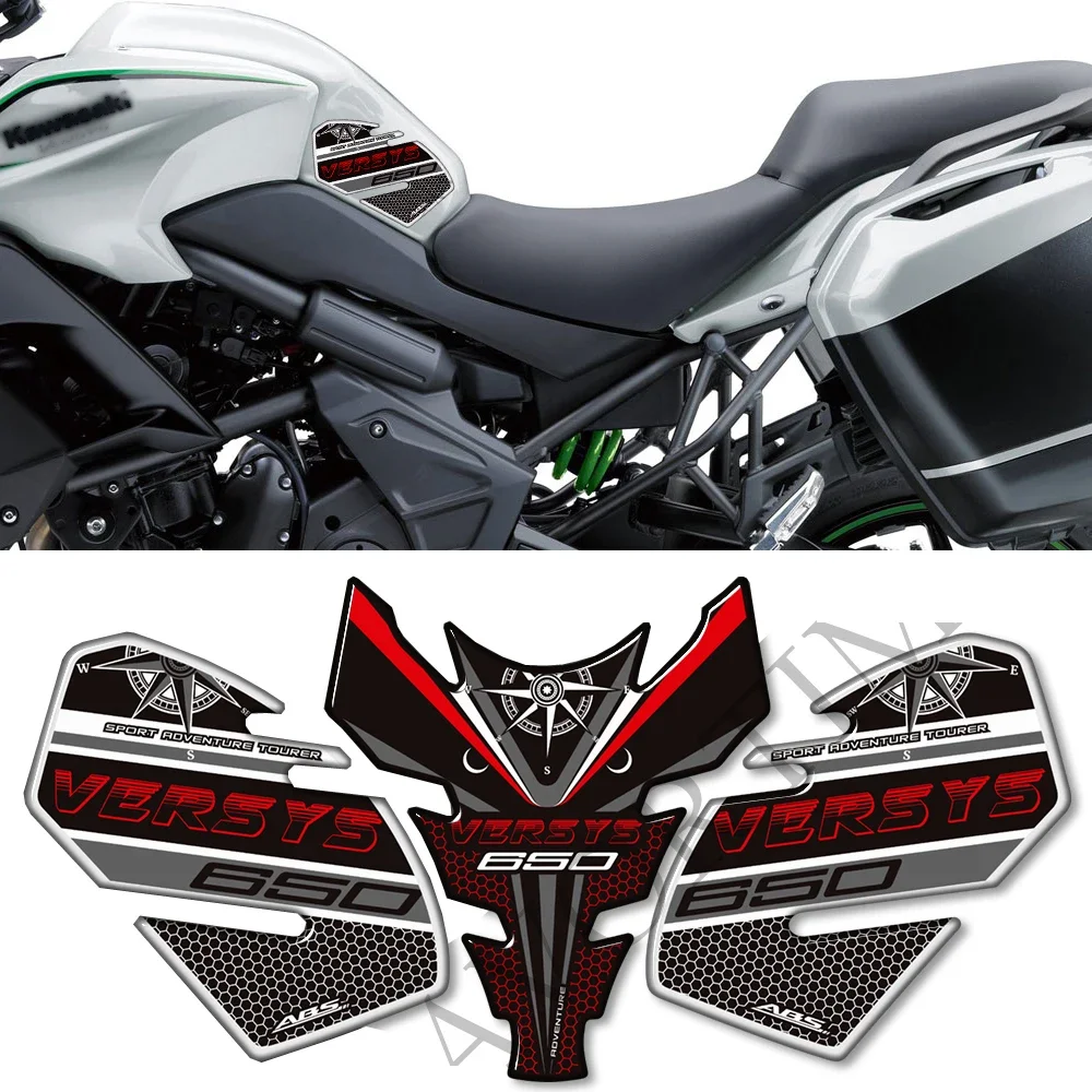 For Kawasaki Versys 650 LT 650LT Stickers Decals Protector Adventure Touring Trunk Luggage Cases Gas Fuel Oil Kit Knee Tank Pad