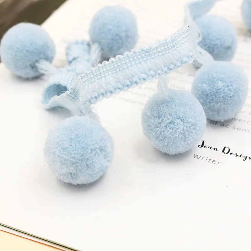 2.5cm Diameter Big Ball Light Blue 5yard/lot Pom Ball Trim Clothing Craft Sewing Material X728