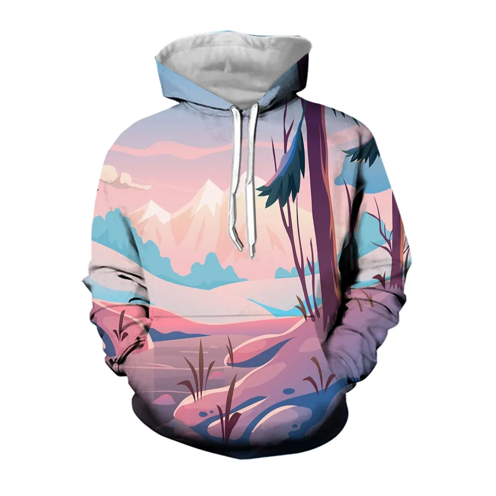 

Jumeast 3D Mountain Landscape Hoodies For Men Natural Scenery Pattern Casual Clothes Oversized Hoodie Streetwear Pullover Tops