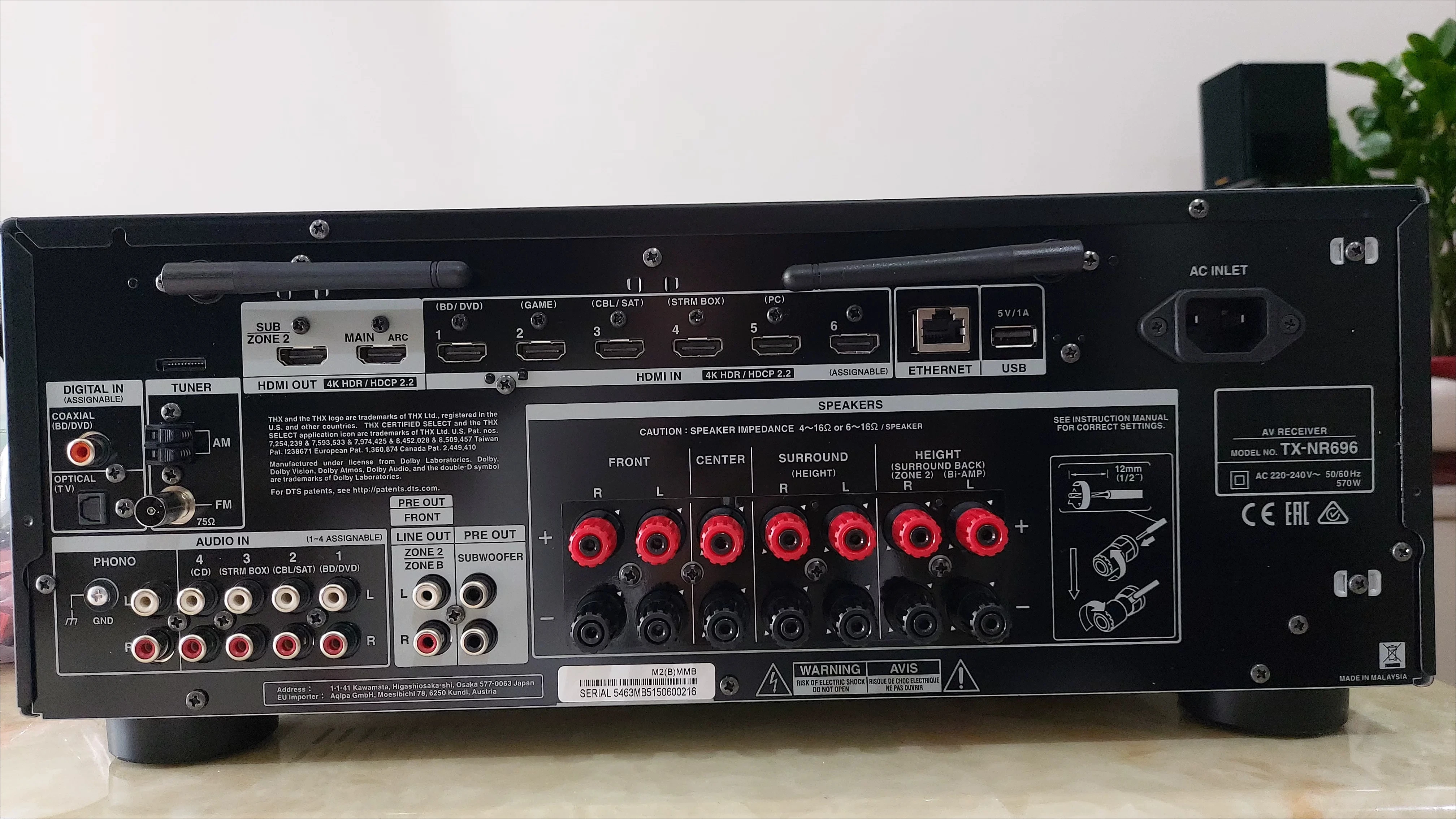 7.2-Channel Network Home Theater Smart AV Receiver 8K/60 4K/120Hz TX-NR696 NR6100 NR7100 RZ30 RZ50