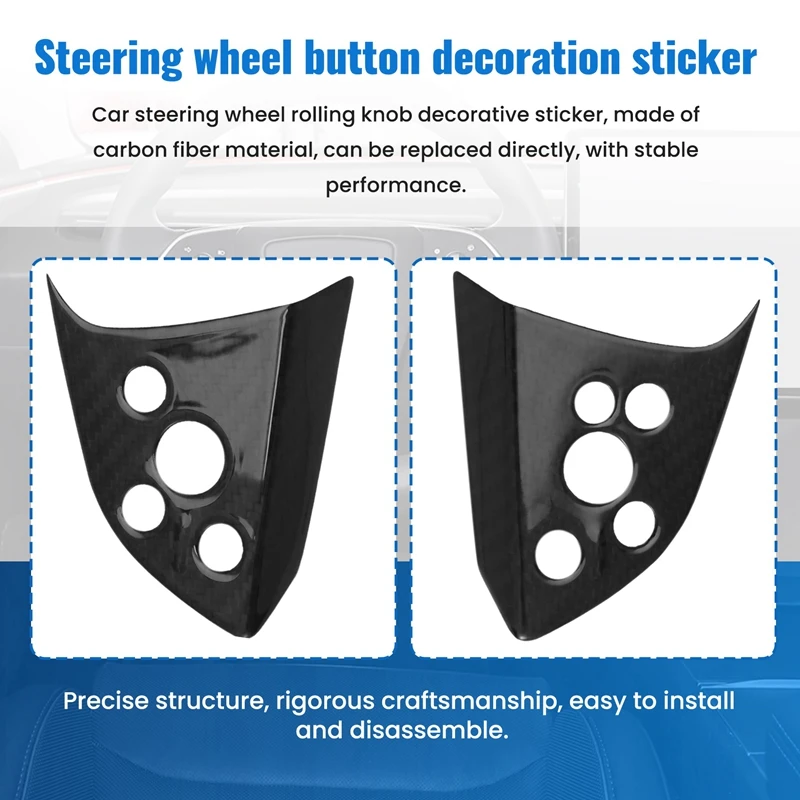 Car Steering Wheel Scroll Knob Trim Sticker Carbon Fiber For Tesla Model 3 Highland 2024 Car Interior Accessories