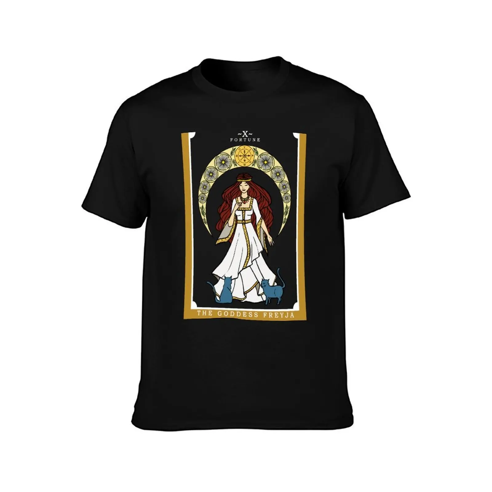 The Norse Goddess Freya Tarot Card T-Shirt, Summer Casual Cotton Tee, Oversized Streetwear Tops, Vintage Graphic Print