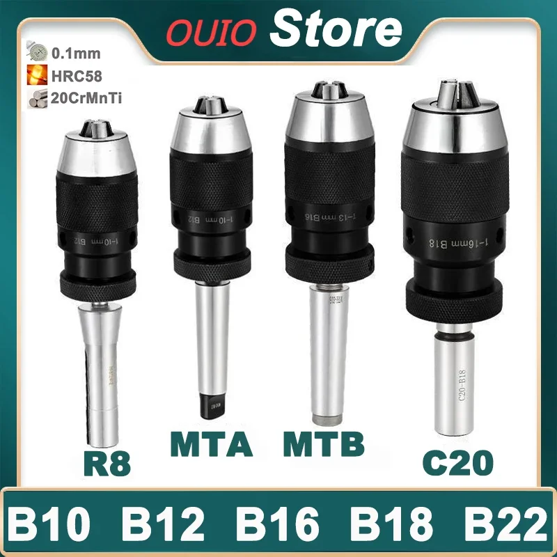 OUIO MT2 MT3 MT4 MT5 R8 C10 C12 C16 C20 B10 B12 B16 B18 B22 Morse Drill Chuck Lathe CNC drill machine self-tightening drill