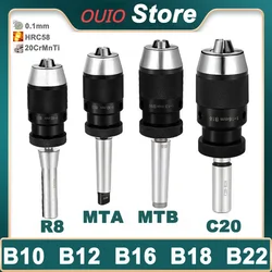 OUIO-portabrocas Morse para torno CNC, máquina de perforación autoajustable, MT2, MT3, MT4, MT5, R8, C10, C12, C16, C20, B10, B12, B16, B18, B22